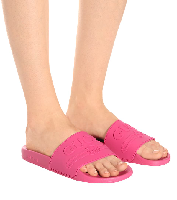 fuchsia gucci slides