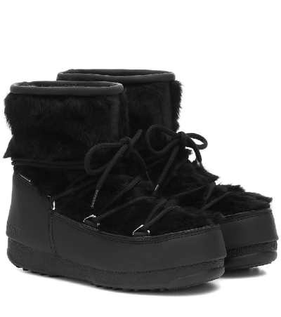Shop Moon Boot Monaco Low Wp 2 Fur Snow Boots In Black