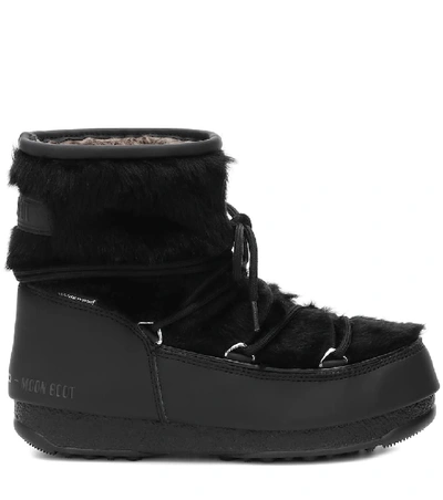 Shop Moon Boot Monaco Low Wp 2 Fur Snow Boots In Black