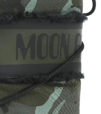 Shop Yves Salomon X Moon Boot Leather-trimmed Boots In Green