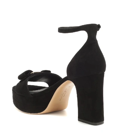 Shop Ferragamo Eclipse Suede Sandals In Black