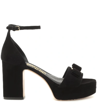 Shop Ferragamo Eclipse Suede Sandals In Black