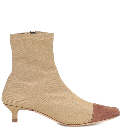 Shop By Far Karl Suede-trimmed Ankle Boots In Gold