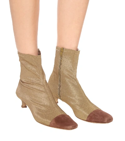 Shop By Far Karl Suede-trimmed Ankle Boots In Gold
