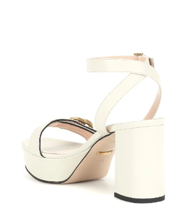 Shop Gucci Marmont Leather Platform Sandals In White