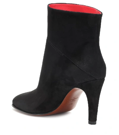 Shop Valentino Vlogo Suede Ankle Boots In Black