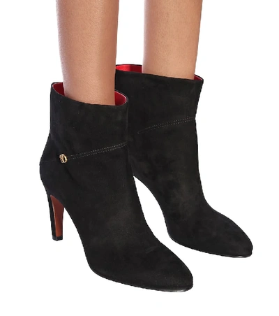 Shop Valentino Vlogo Suede Ankle Boots In Black