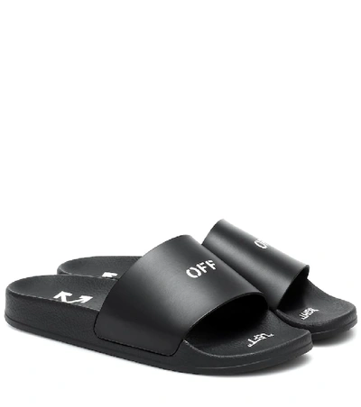 Shop Off-white Logo Rubber Slides In Black