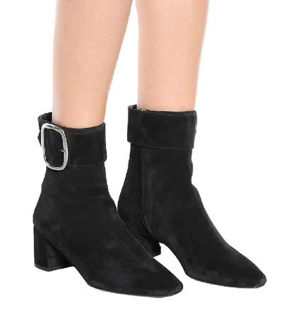 Shop Saint Laurent Joplin 50 Suede Ankle Boots In Black