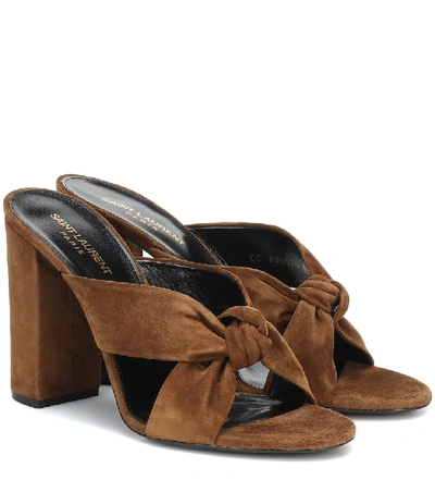 Shop Saint Laurent Loulou 100 Suede Sandals In Brown