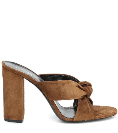 Shop Saint Laurent Loulou 100 Suede Sandals In Brown