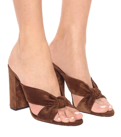 Shop Saint Laurent Loulou 100 Suede Sandals In Brown