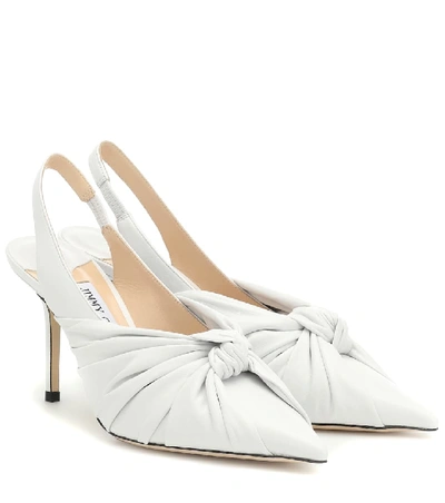 Shop Jimmy Choo Annabell 85 Leather Slingback Pumps In White