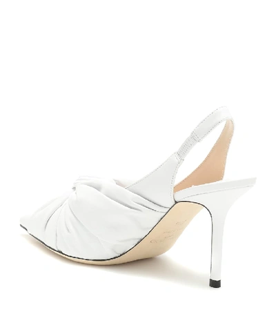 Shop Jimmy Choo Annabell 85 Leather Slingback Pumps In White
