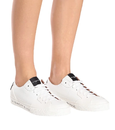 Shop Givenchy Tennis Light Leather Sneakers In White