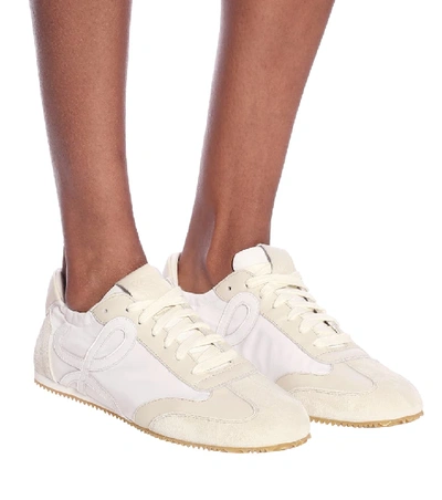 Shop Loewe Ballet Runner Leather And Suede Sneakers In White