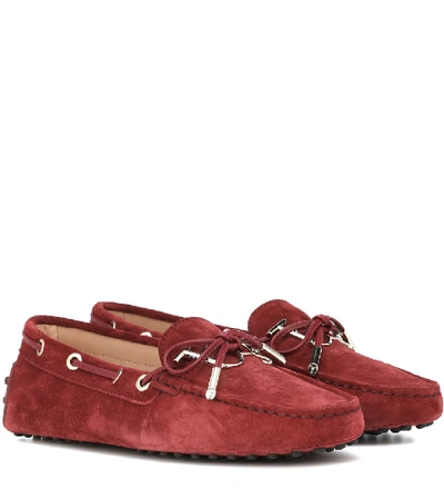 Shop Tod's Gommino Suede Loafers In Red
