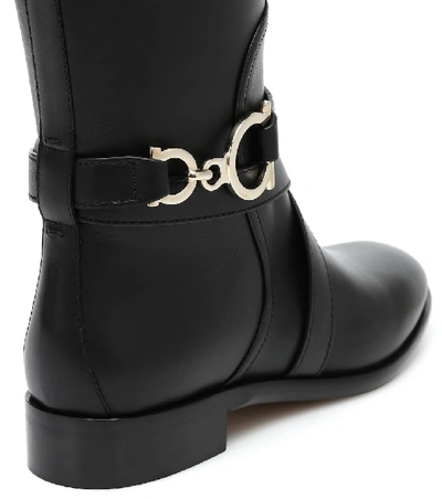 Shop Ferragamo Gancini Knee-high Leather Boots In Black