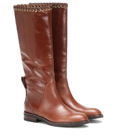 See By Chloé Helen Leather Knee-high Boots In Brown | ModeSens