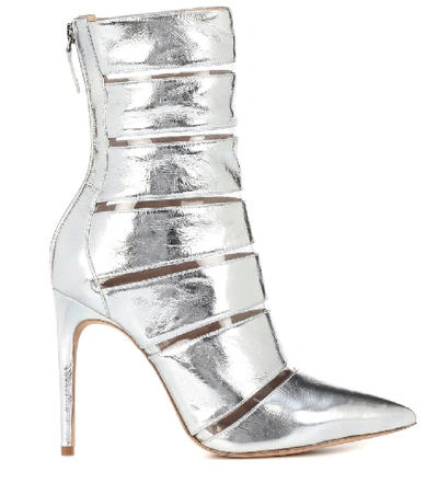 Shop Alexandre Birman Sommer Metallic Leather Ankle Boots In Silver