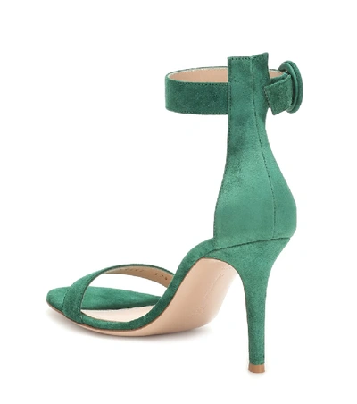 Shop Gianvito Rossi Portofino 85 Suede Sandals In Green