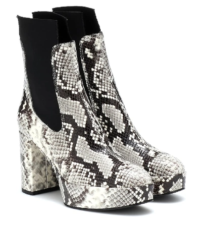 Shop Acne Studios Embossed Leather Ankle Boots In White