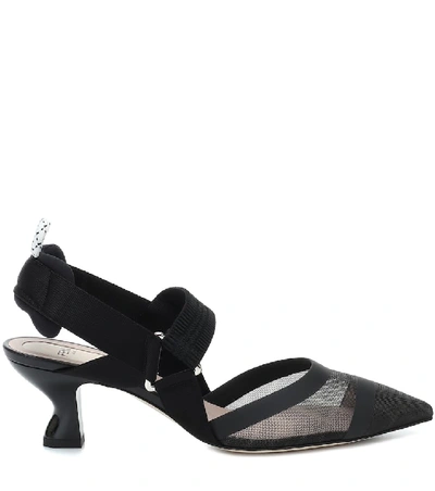 Shop Fendi Colibrì Mesh Slingback Pumps In Black