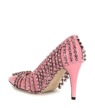 Shop Christopher Kane Crystal-embellished Leather Pumps In Pink