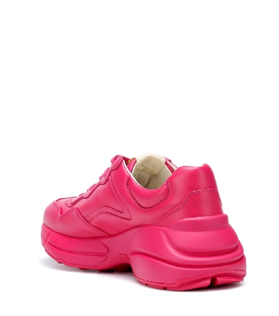 Shop Gucci Rhyton Leather Sneakers In Pink