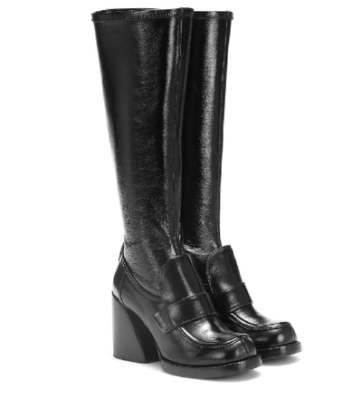 Shop Chloé Adelie Leather Knee-high Boots In Black