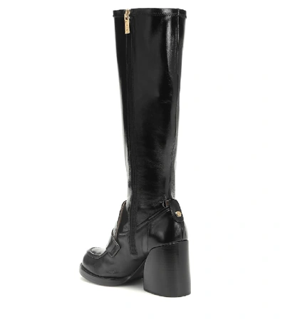 Shop Chloé Adelie Leather Knee-high Boots In Black