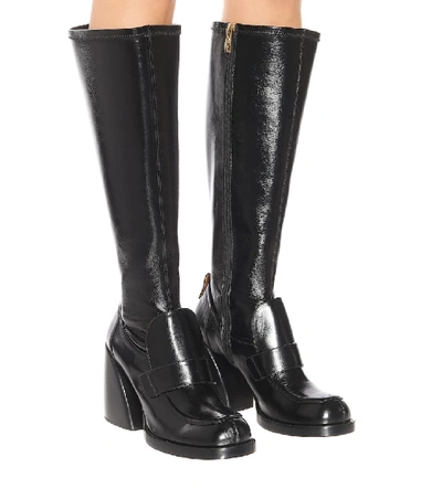 Shop Chloé Adelie Leather Knee-high Boots In Black