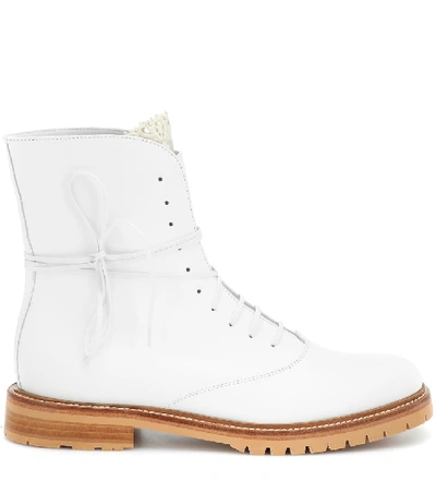 Shop Gabriela Hearst Ruben Leather Ankle Boots In White