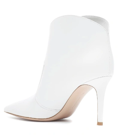 Shop Gianvito Rossi Mable 85 Leather Ankle Boots In White