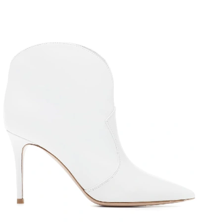 Shop Gianvito Rossi Mable 85 Leather Ankle Boots In White