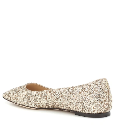 Shop Jimmy Choo Mirele Glitter Ballet Flats In Gold