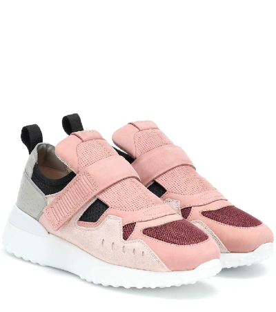 Shop Tod's Nubuck Sneakers In Pink