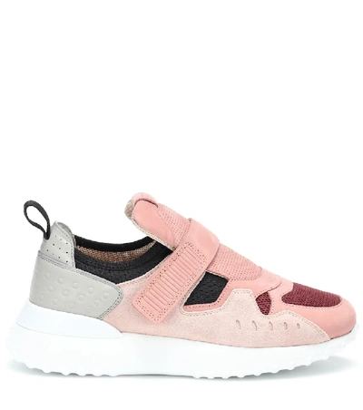 Shop Tod's Nubuck Sneakers In Pink