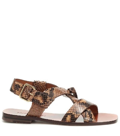Shop Zimmermann Snake-effect Leather Sandals In Brown