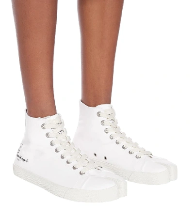 Shop Maison Margiela Tabi Canvas High-top Sneakers In White