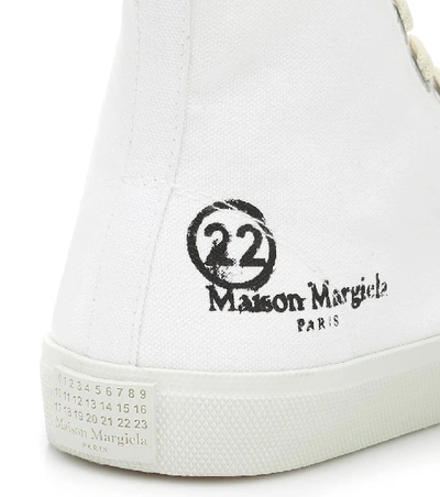 Shop Maison Margiela Tabi Canvas High-top Sneakers In White
