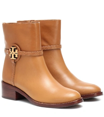 Shop Tory Burch Miller Leather Ankle Boots In Brown