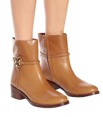 Shop Tory Burch Miller Leather Ankle Boots In Brown