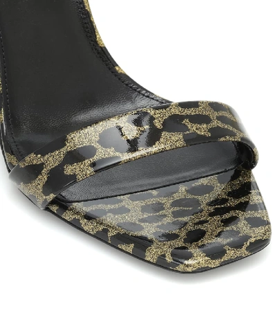 Shop Saint Laurent Amber Leopard-print Leather Sandals In Gold