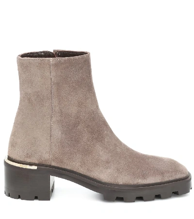 Shop Jimmy Choo Melodie 35 Suede Ankle Boots In Grey