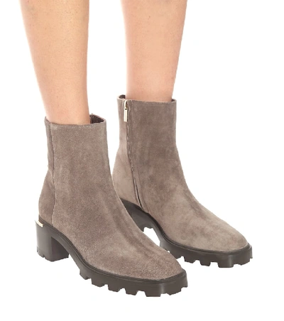 Shop Jimmy Choo Melodie 35 Suede Ankle Boots In Grey