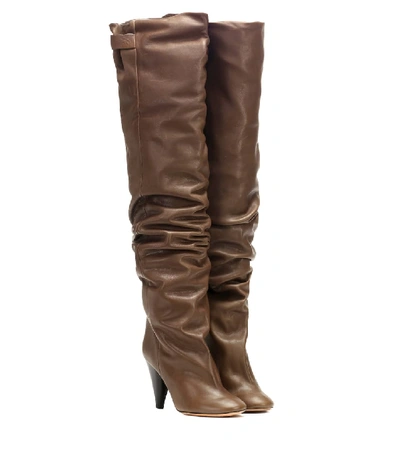 Shop Isabel Marant Likita Leather Over-the-knee Boots In Brown