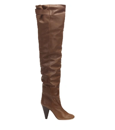 Shop Isabel Marant Likita Leather Over-the-knee Boots In Brown