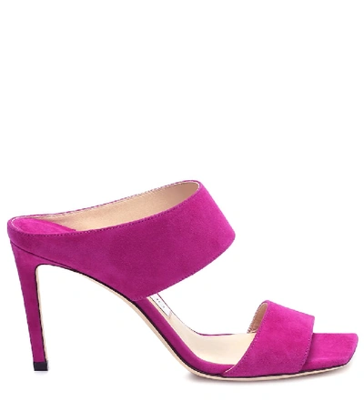 Shop Jimmy Choo Hira 85 Suede Sandals In Pink