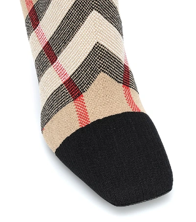 Shop Burberry Vintage Check Knee-high Sock Boots In Beige